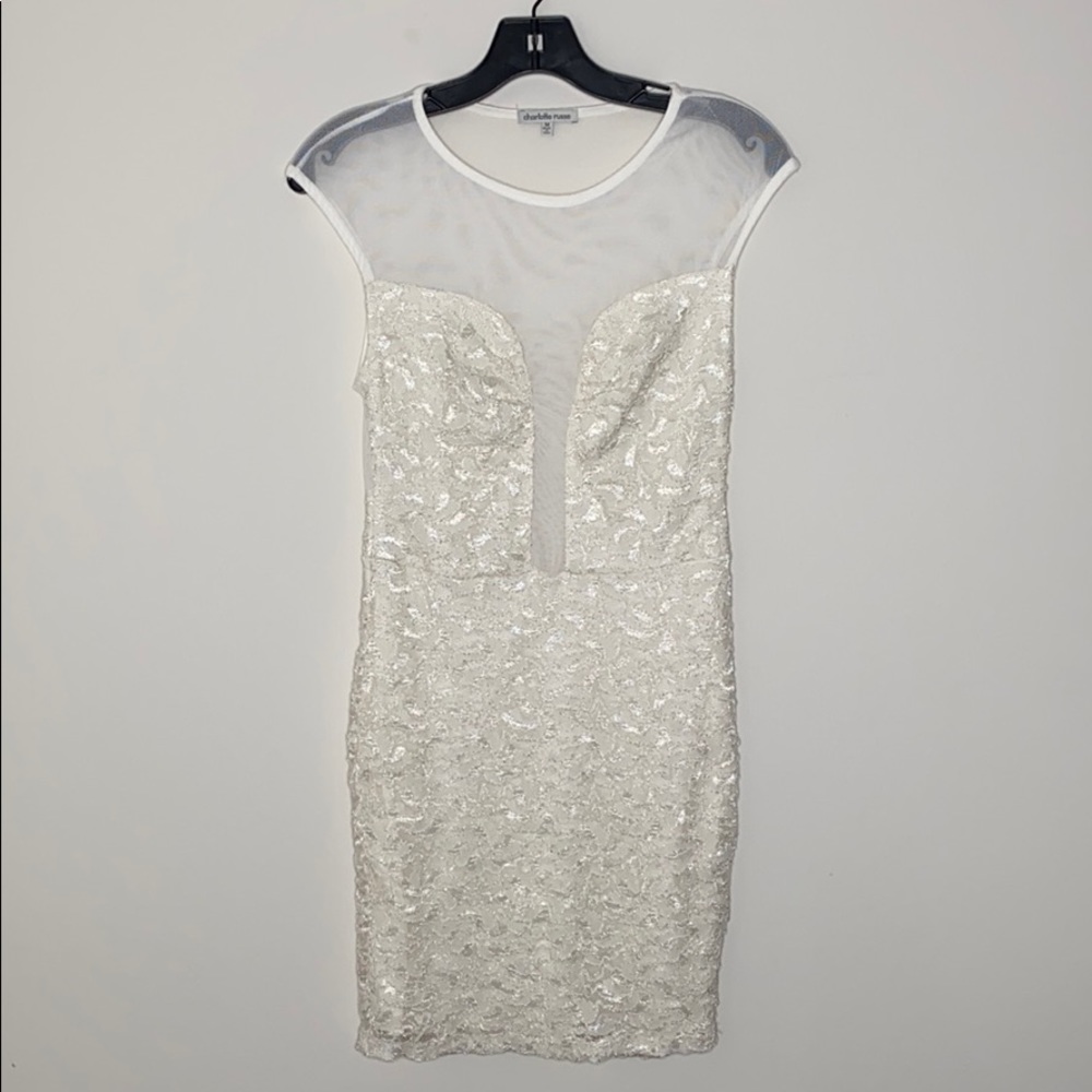 CHARLOTTE RUSSE Bodycon Floral Lace White Medium